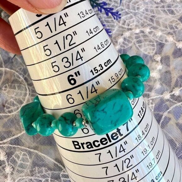 Chunky Turquoise Stretch Bracelet - Picture 6 of 8